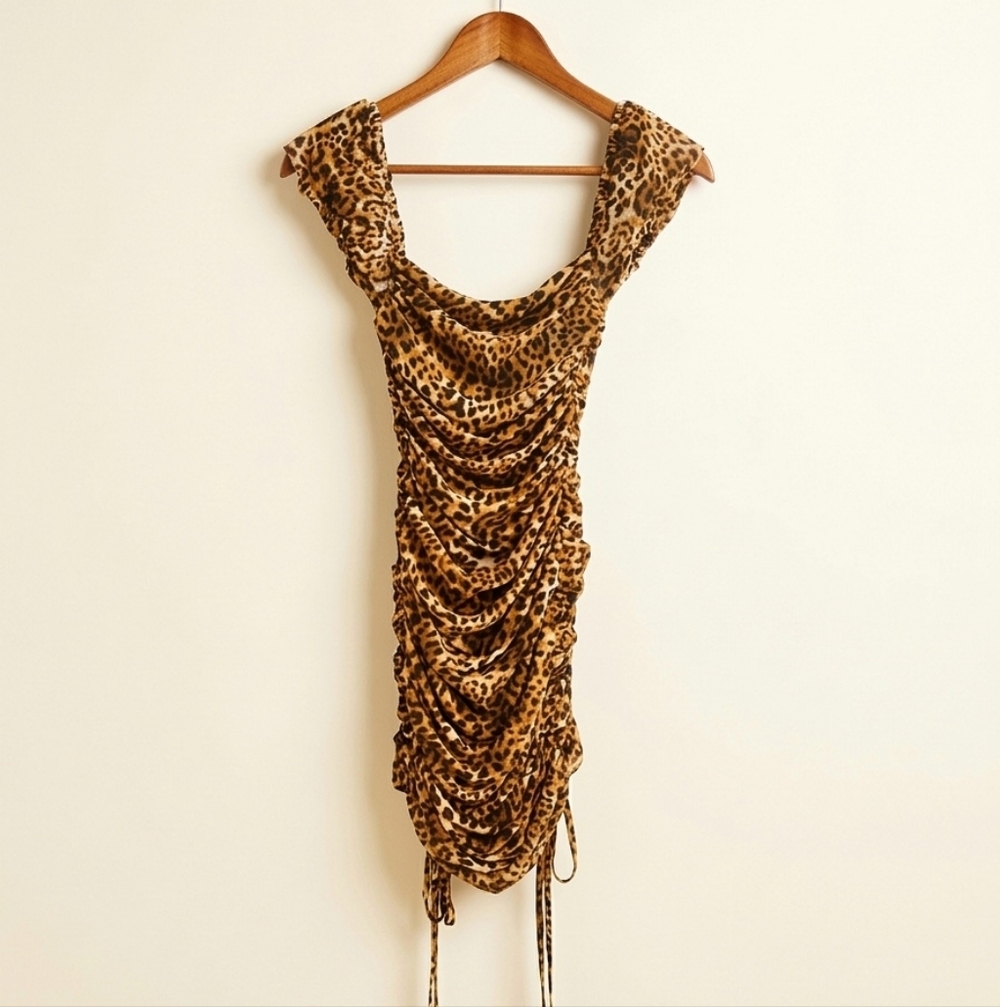 SALTY Leopard Print Ruched Bodycon Dress - Picture 4 of 5